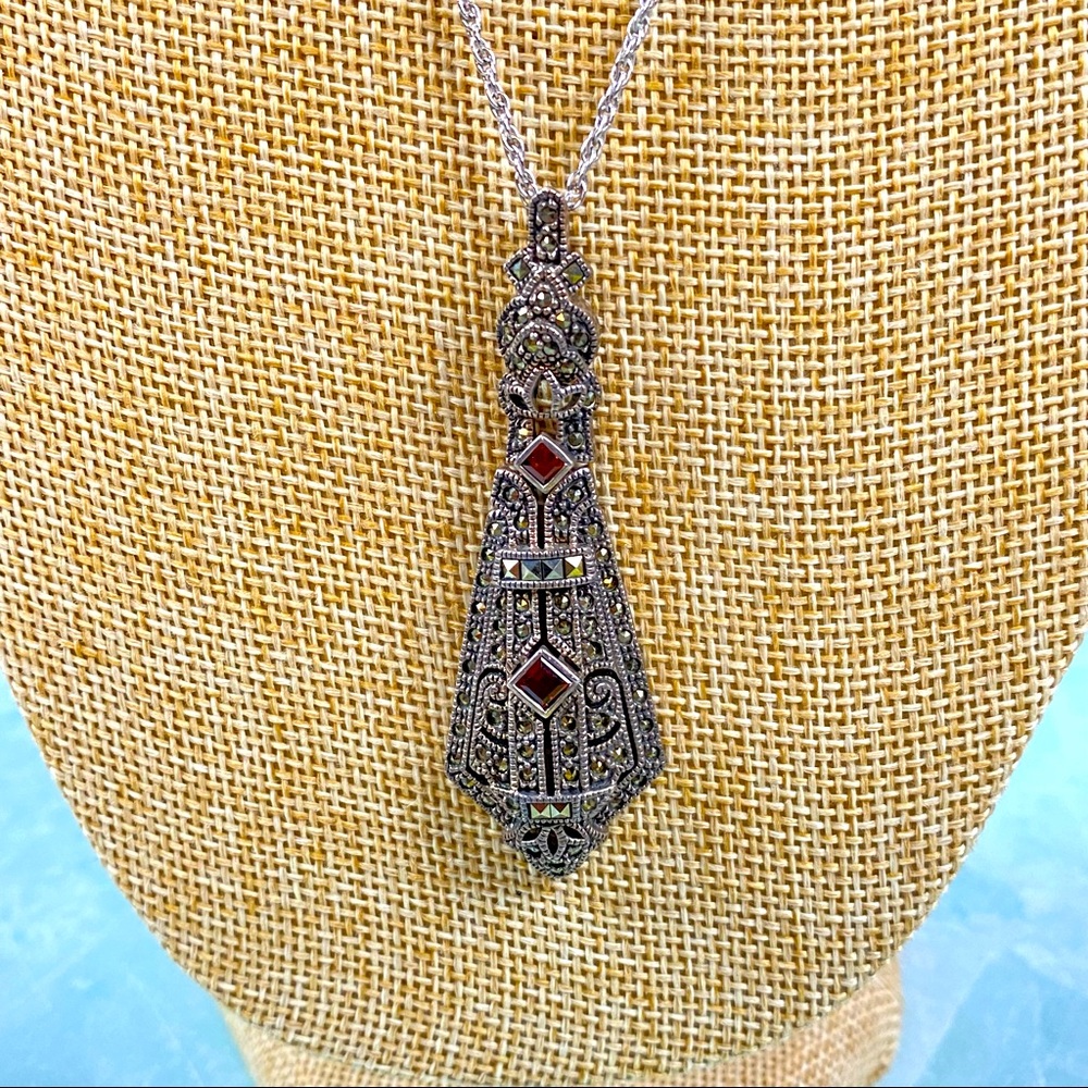 Judith Jack sterling silver Art Deco pendant on Judith Jack .925 chain